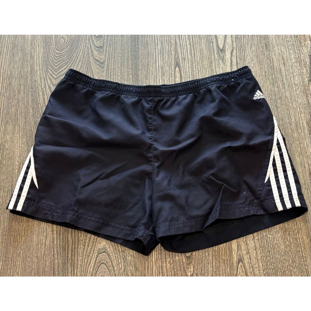 Adidas Womens 4" Running Shorts Mid Rise Elastic Waist Pull-On Black Size L